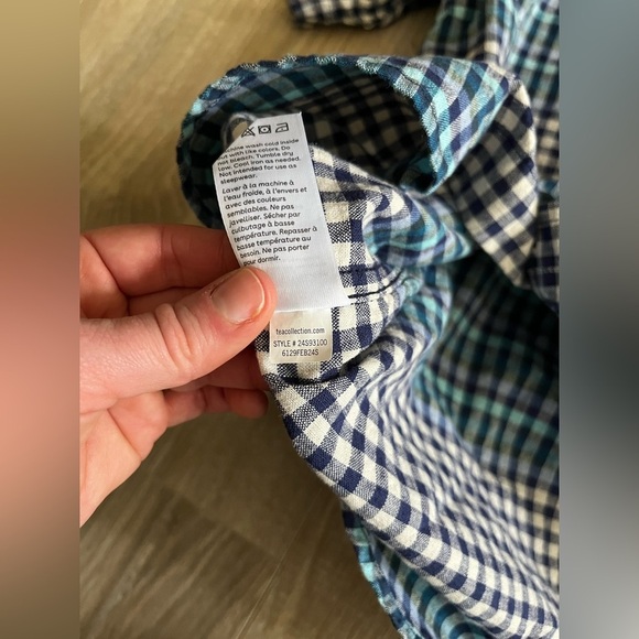 Tea Collection Men’s Button-Up Woven Shirt Lamu Plaid Cotton Linen Mix - Medium - Picture 8 of 10